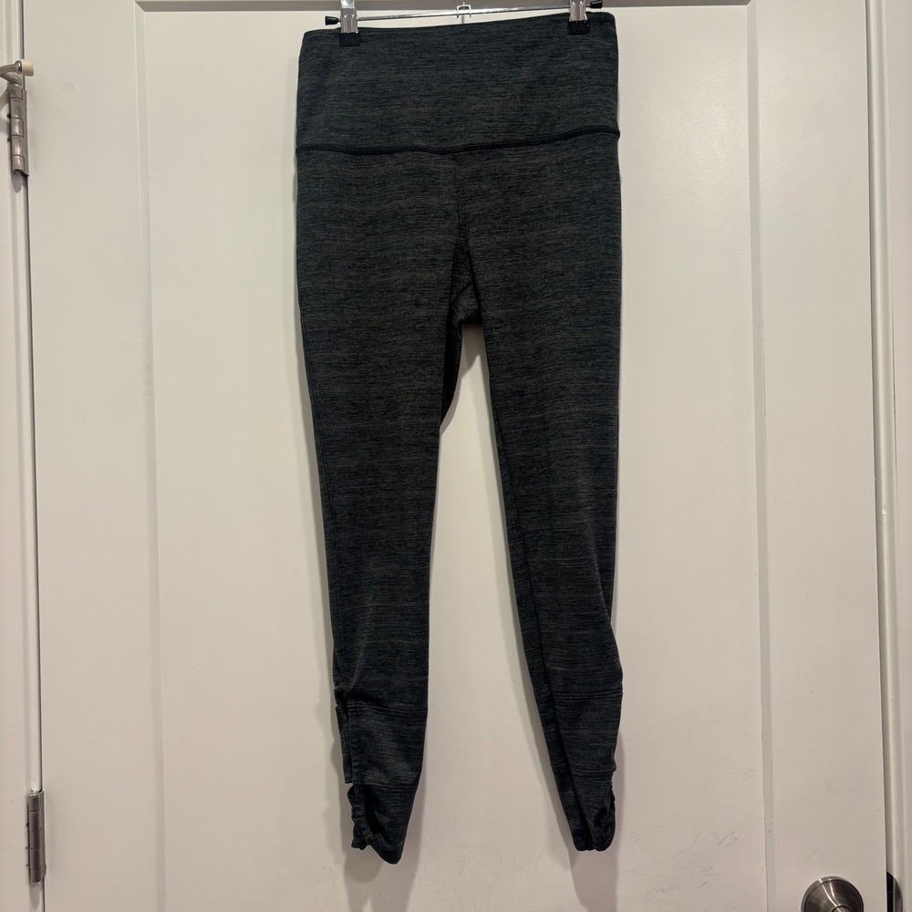 FP Movement Free People Space Dye Ruched Ankle Cutout Leggings Charcoal Gray S